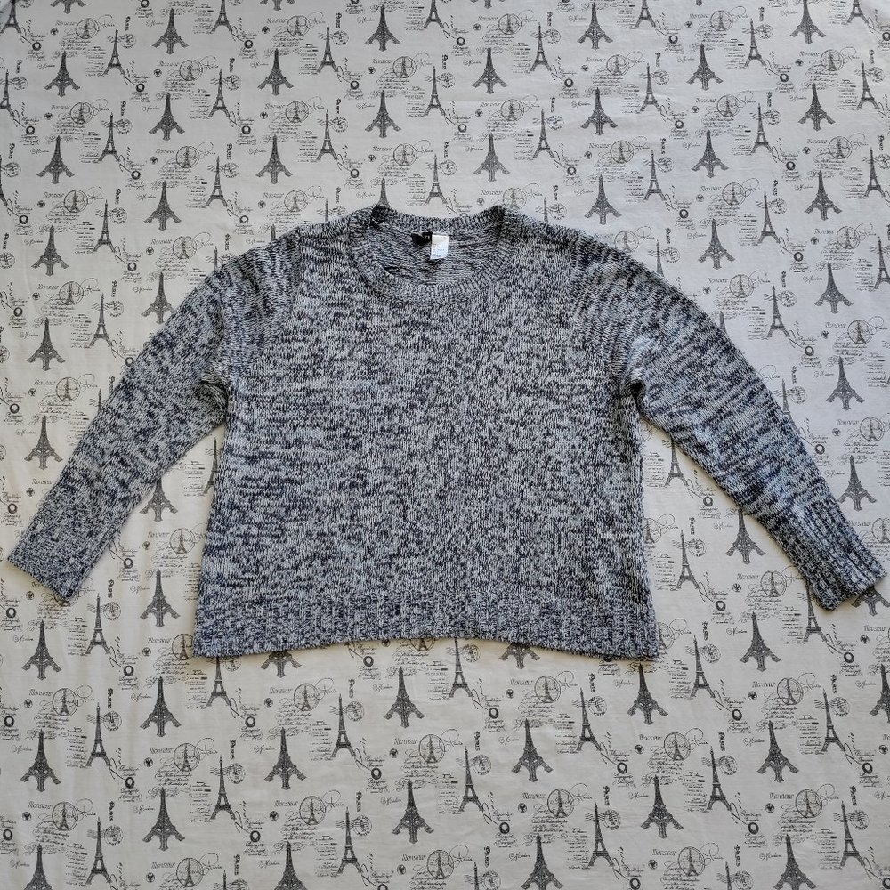 H&M DIVIDED Marled Knit Sweater Blue Navy White Size L